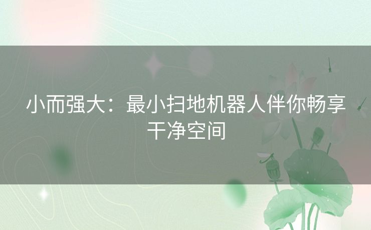 小而强大：最小扫地机器人伴你畅享干净空间