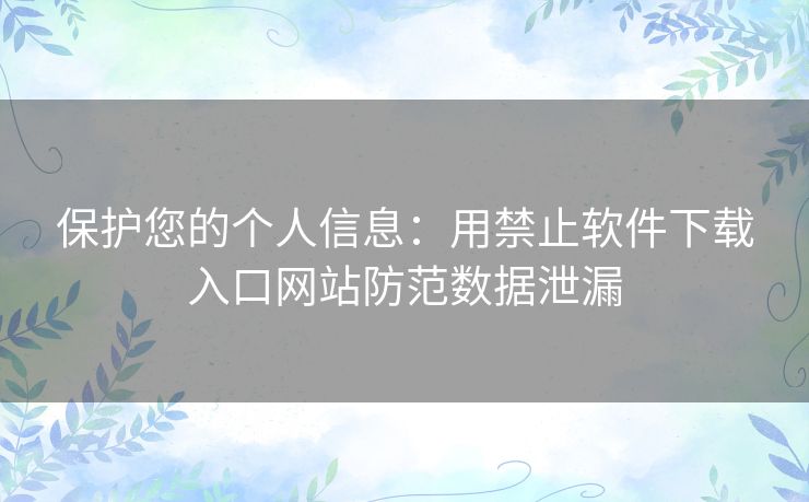 保护您的个人信息：用禁止软件下载入口网站防范数据泄漏