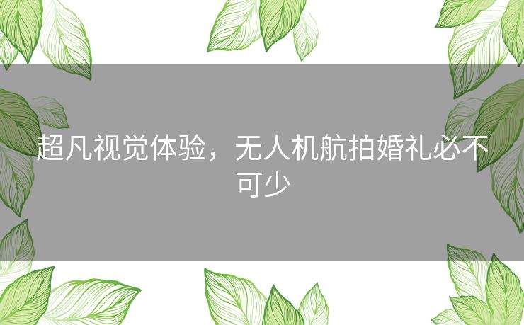超凡视觉体验，无人机航拍婚礼必不可少