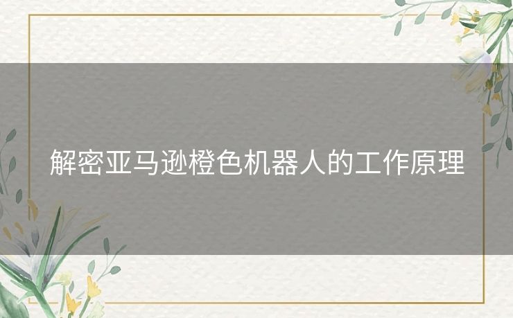 解密亚马逊橙色机器人的工作原理