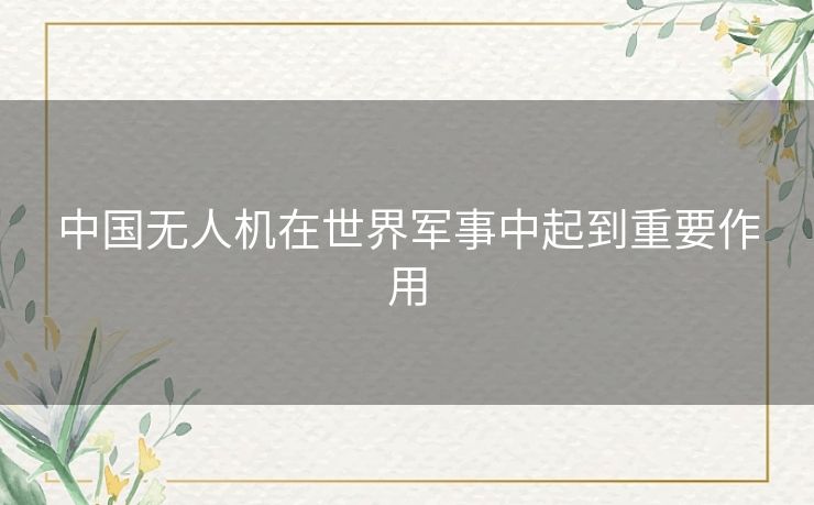 中国无人机在世界军事中起到重要作用