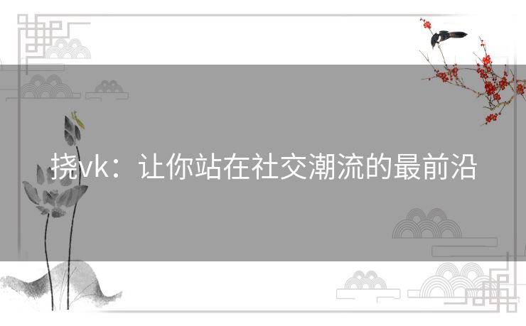 挠vk：让你站在社交潮流的最前沿