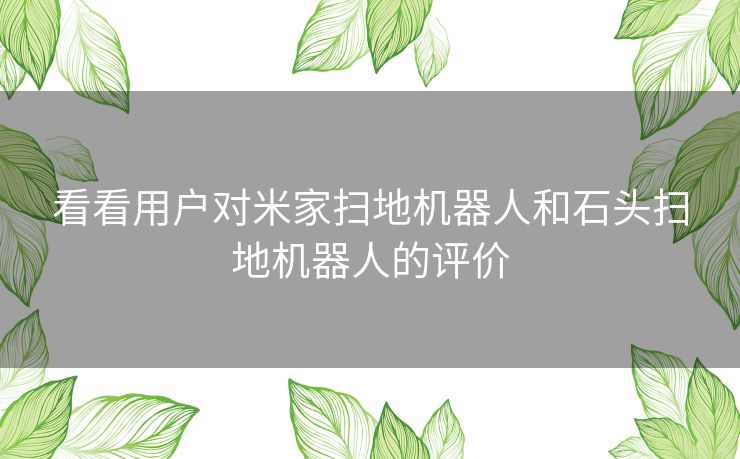 看看用户对米家扫地机器人和石头扫地机器人的评价