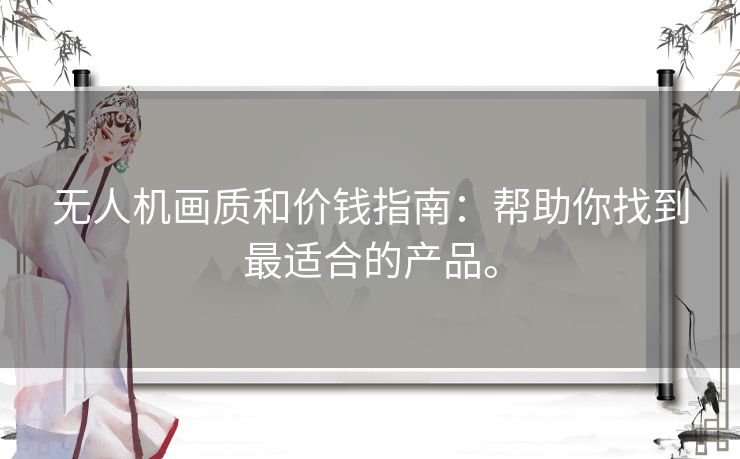无人机画质和价钱指南：帮助你找到最适合的产品。