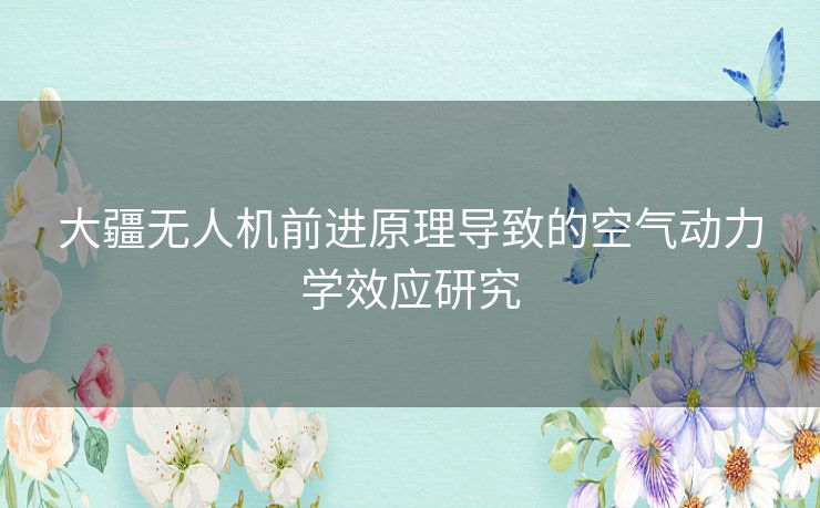 大疆无人机前进原理导致的空气动力学效应研究