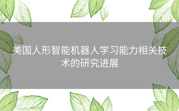 美国人形智能机器人学习能力相关技术的研究进展