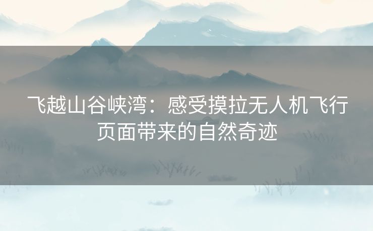飞越山谷峡湾：感受摸拉无人机飞行页面带来的自然奇迹