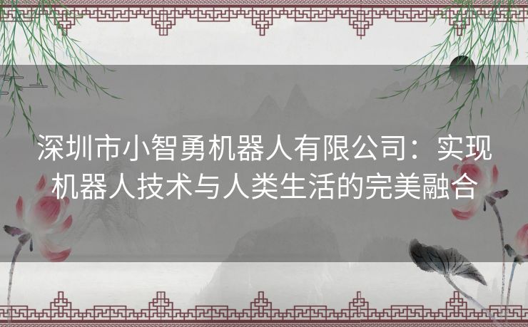 深圳市小智勇机器人有限公司：实现机器人技术与人类生活的完美融合