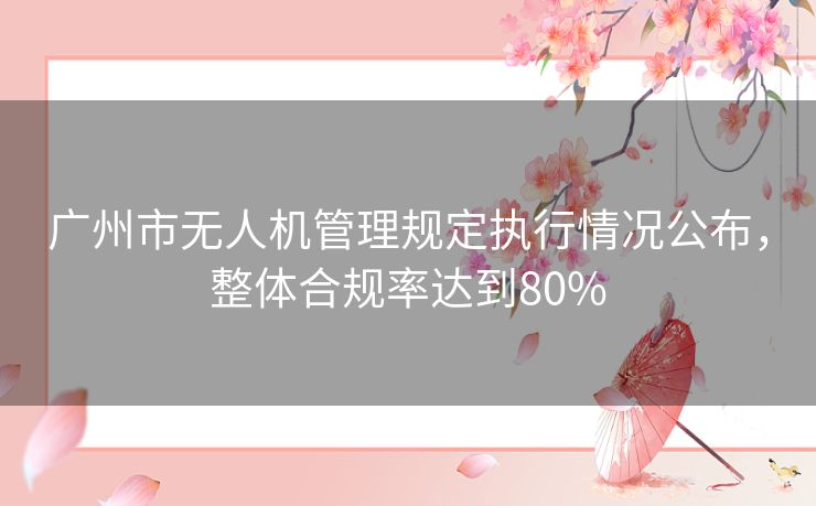 广州市无人机管理规定执行情况公布，整体合规率达到80%