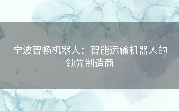 宁波智畅机器人：智能运输机器人的领先制造商