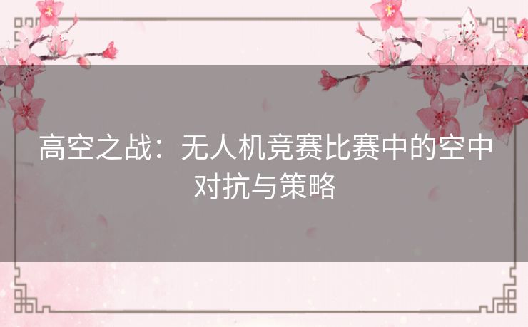 高空之战：无人机竞赛比赛中的空中对抗与策略