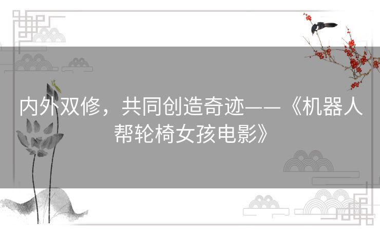 内外双修，共同创造奇迹——《机器人帮轮椅女孩电影》