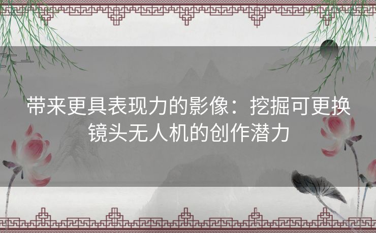 带来更具表现力的影像：挖掘可更换镜头无人机的创作潜力
