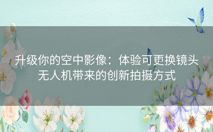 升级你的空中影像：体验可更换镜头无人机带来的创新拍摄方式