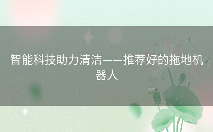 智能科技助力清洁——推荐好的拖地机器人