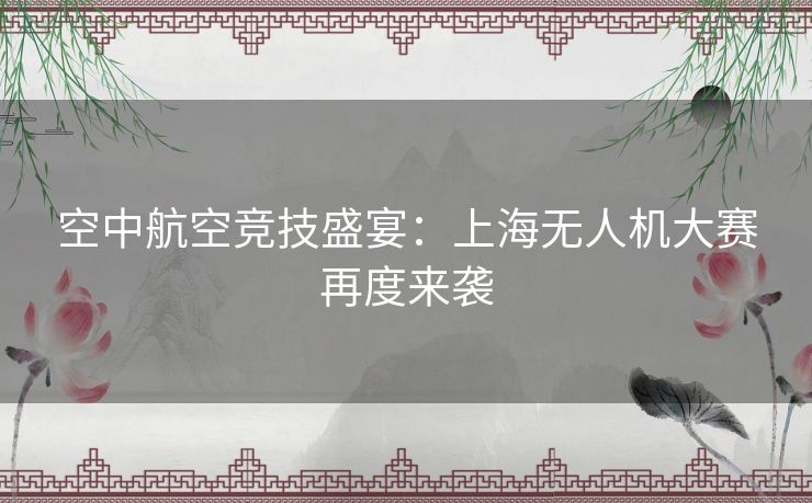 空中航空竞技盛宴：上海无人机大赛再度来袭