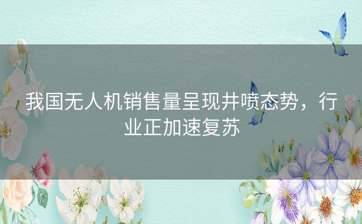 我国无人机销售量呈现井喷态势，行业正加速复苏