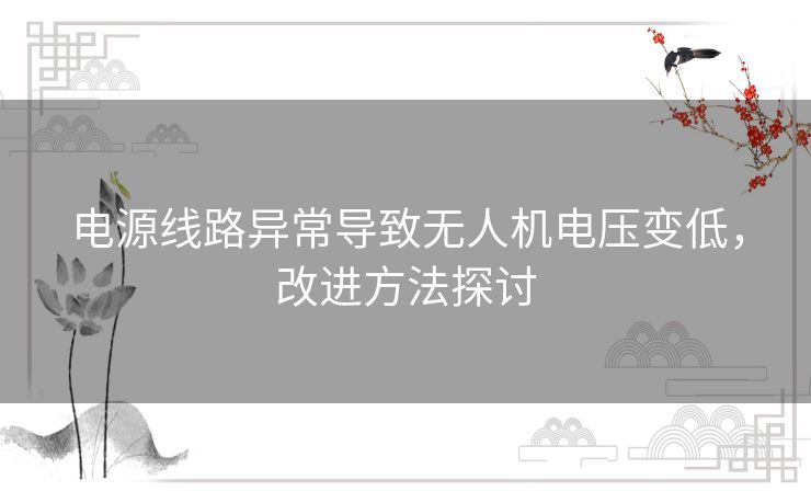电源线路异常导致无人机电压变低，改进方法探讨
