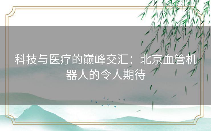 科技与医疗的巅峰交汇：北京血管机器人的令人期待