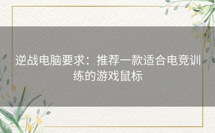 逆战电脑要求：推荐一款适合电竞训练的游戏鼠标