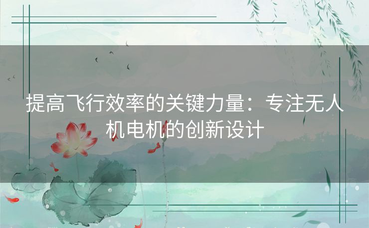 提高飞行效率的关键力量：专注无人机电机的创新设计