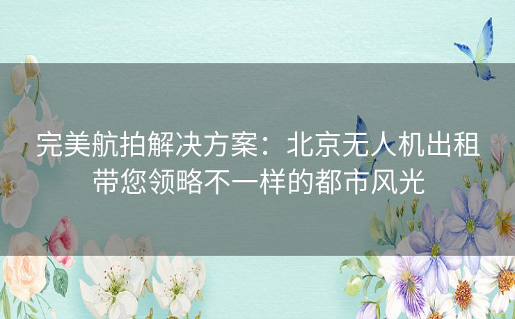 完美航拍解决方案：北京无人机出租带您领略不一样的都市风光