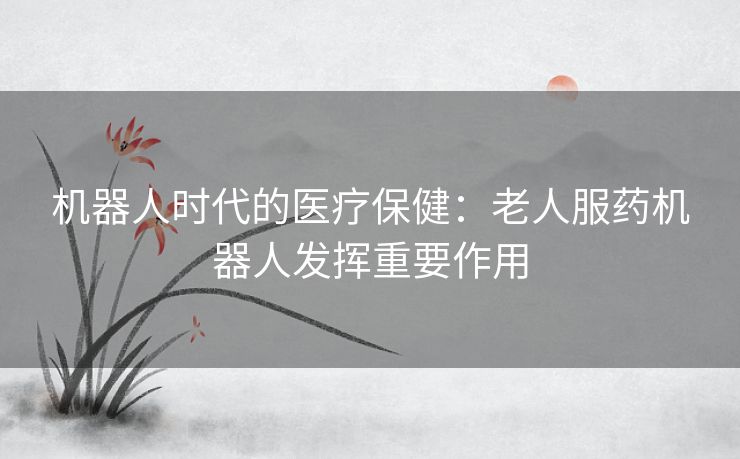机器人时代的医疗保健：老人服药机器人发挥重要作用