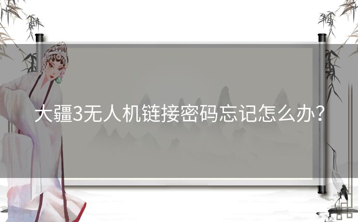 大疆3无人机链接密码忘记怎么办？