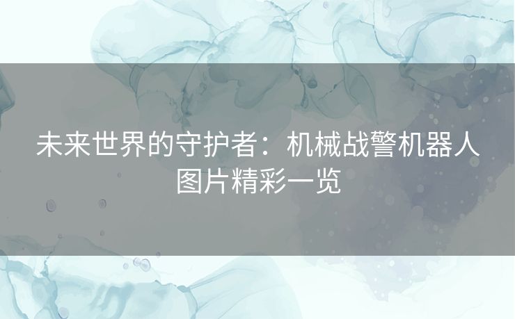 未来世界的守护者：机械战警机器人图片精彩一览
