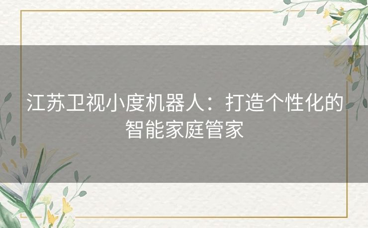 江苏卫视小度机器人：打造个性化的智能家庭管家