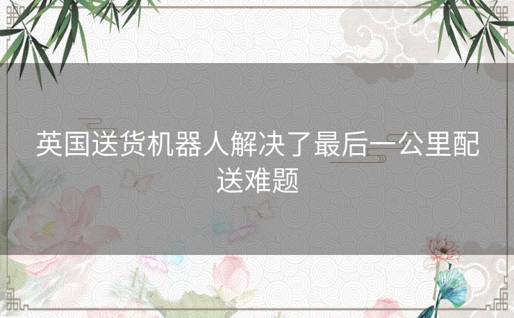 英国送货机器人解决了最后一公里配送难题