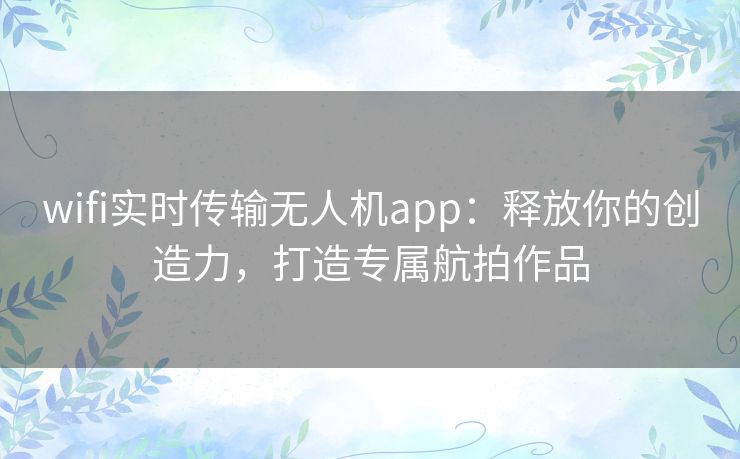 wifi实时传输无人机app：释放你的创造力，打造专属航拍作品