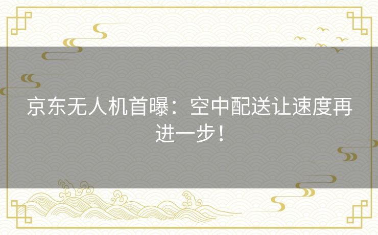 京东无人机首曝：空中配送让速度再进一步！