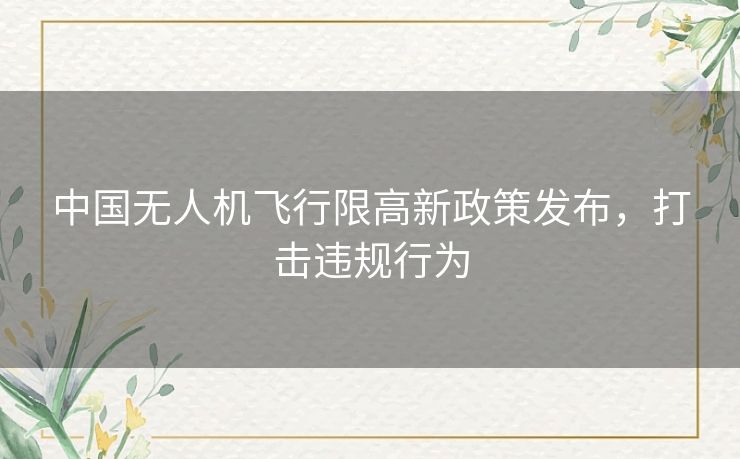 中国无人机飞行限高新政策发布，打击违规行为