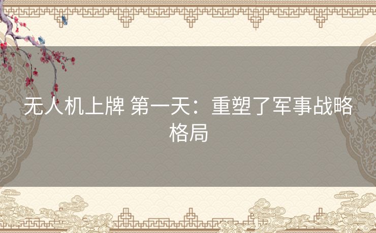 无人机上牌 第一天：重塑了军事战略格局