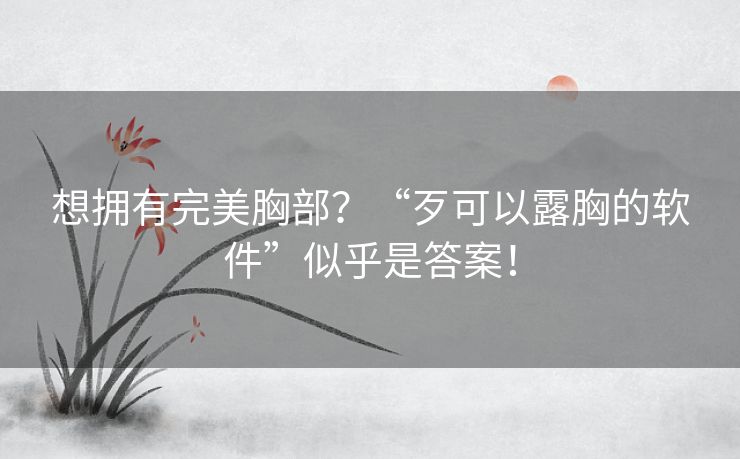 想拥有完美胸部？“歹可以露胸的软件”似乎是答案！