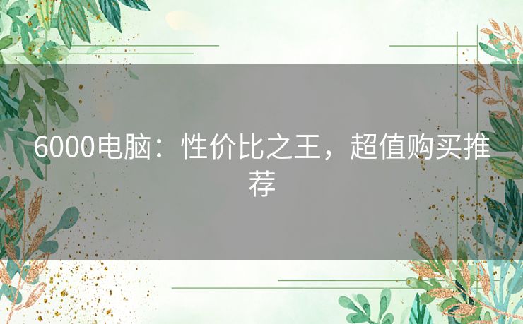 6000电脑：性价比之王，超值购买推荐