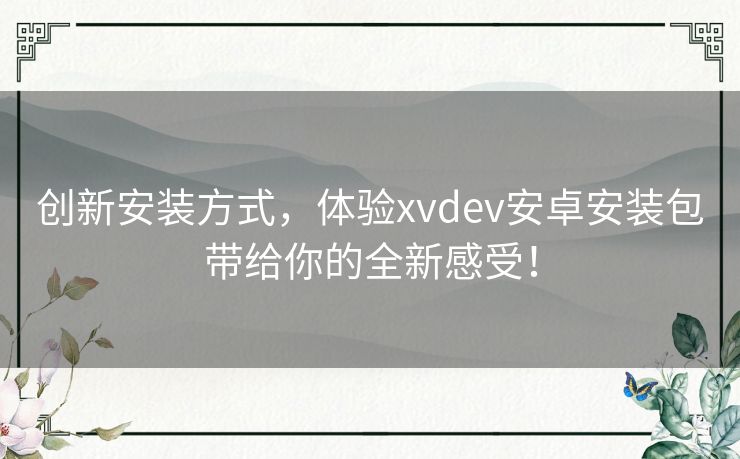 创新安装方式，体验xvdev安卓安装包带给你的全新感受！
