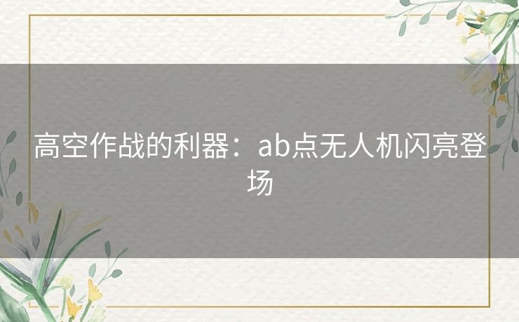 高空作战的利器：ab点无人机闪亮登场