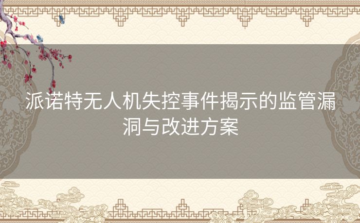派诺特无人机失控事件揭示的监管漏洞与改进方案