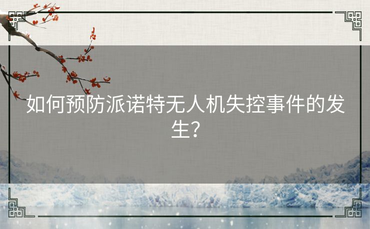 如何预防派诺特无人机失控事件的发生？