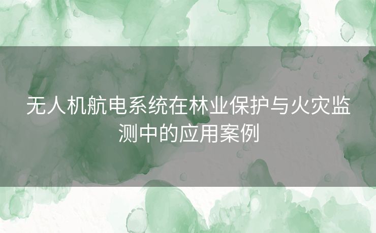 无人机航电系统在林业保护与火灾监测中的应用案例