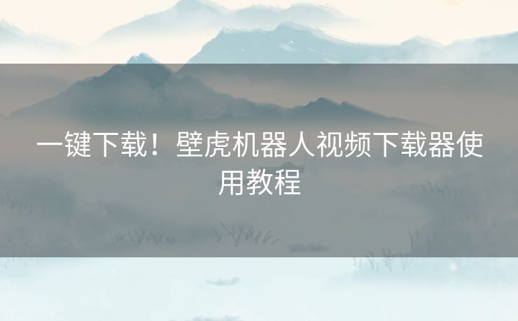 一键下载！壁虎机器人视频下载器使用教程