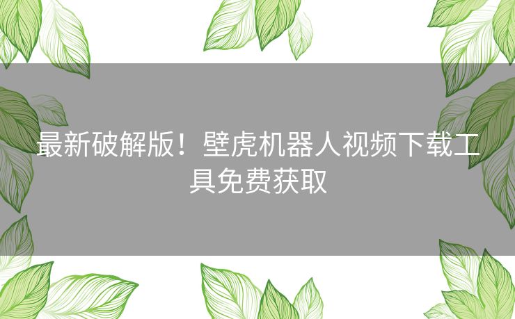最新破解版！壁虎机器人视频下载工具免费获取