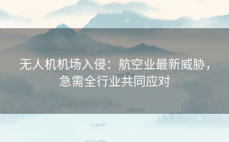 无人机机场入侵：航空业最新威胁，急需全行业共同应对