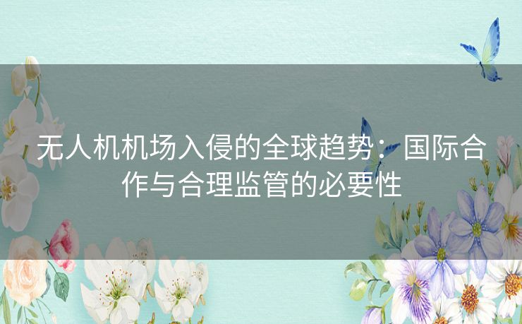 无人机机场入侵的全球趋势：国际合作与合理监管的必要性