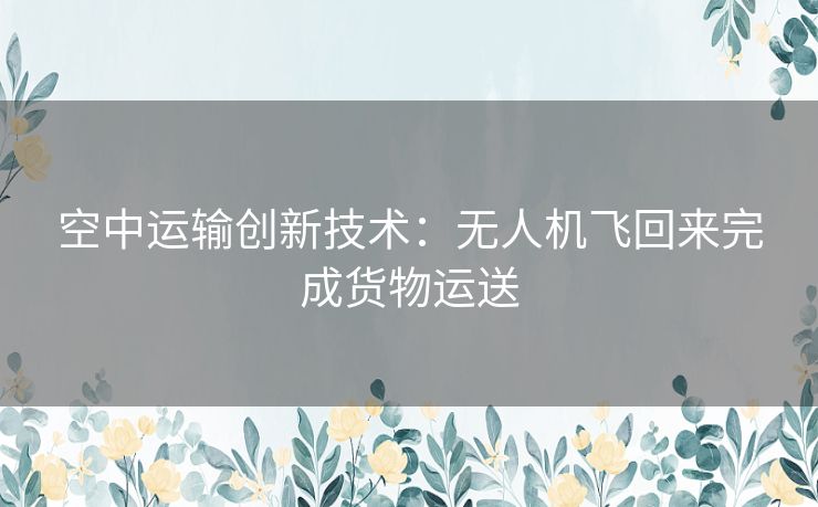 空中运输创新技术：无人机飞回来完成货物运送