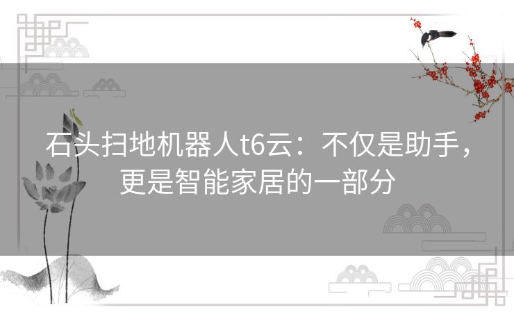 石头扫地机器人t6云：不仅是助手，更是智能家居的一部分
