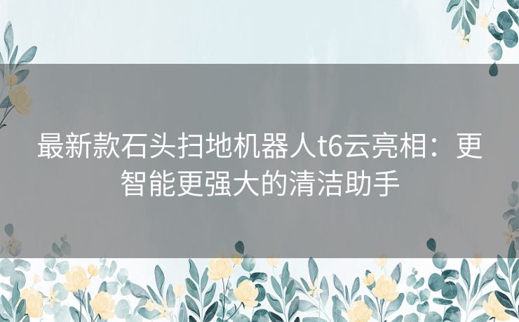 最新款石头扫地机器人t6云亮相：更智能更强大的清洁助手
