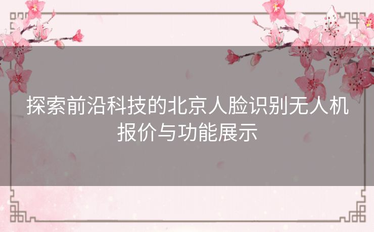 探索前沿科技的北京人脸识别无人机报价与功能展示